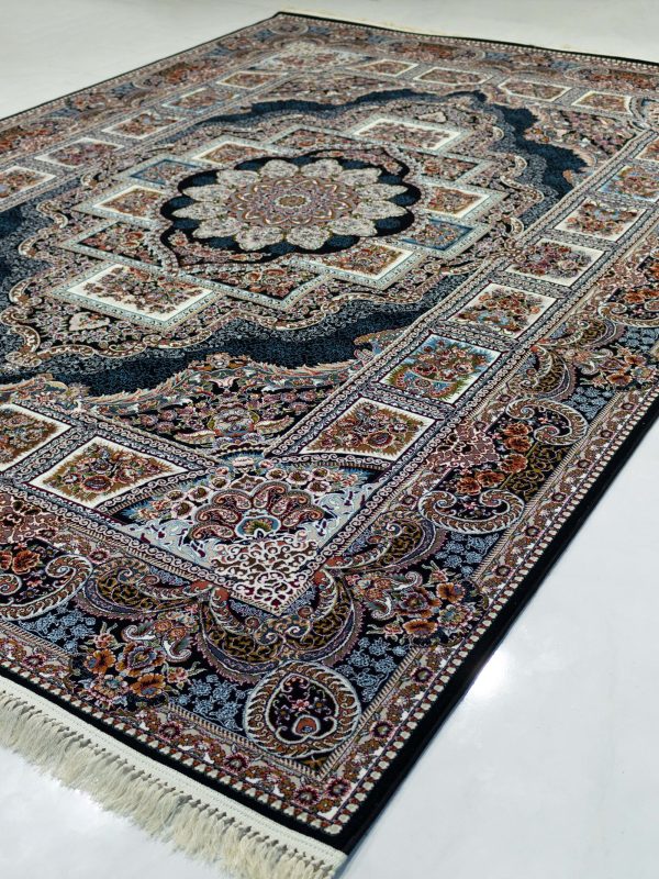 Navy silver pond design carpet (1)-min
