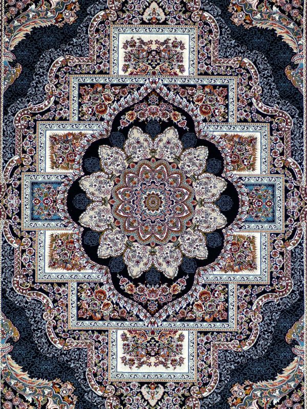 Navy silver pond design carpet66