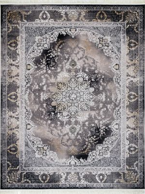 Carpet code 3959 dark elephant with embossed flowers