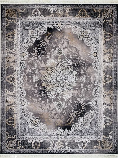 Carpet code 3959 dark elephant with embossed flowers