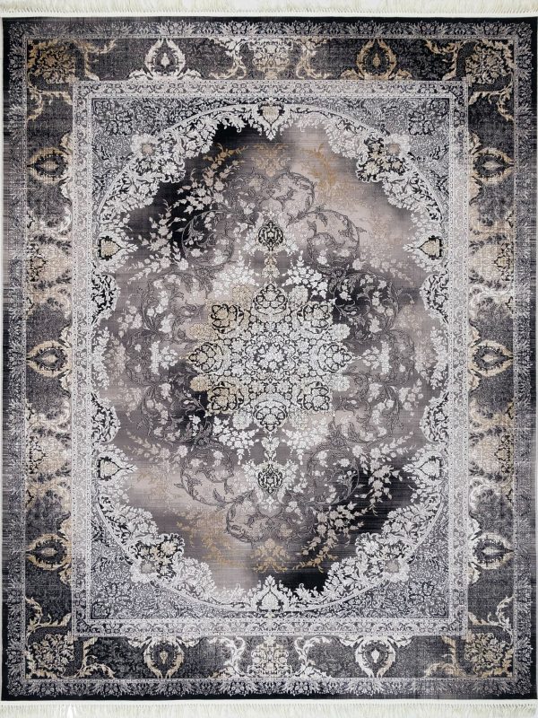 Carpet code 3959 dark elephant with embossed flowers